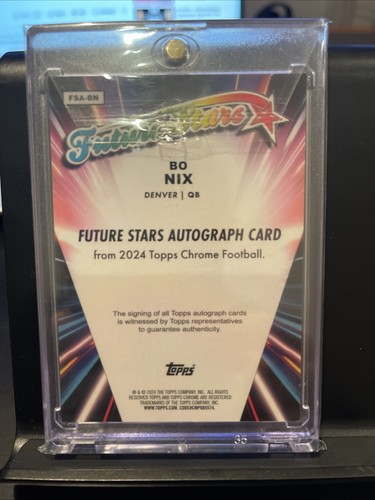 2024 Topps cromo Bo Nix Future Stars refractor verde azulado automático/199 radiocontrol - Imagen 2 de 2