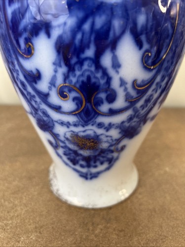 Antico vaso vittoriano, blu flusso floreale e decorativo, alto 30 cm - Foto 2 di 9