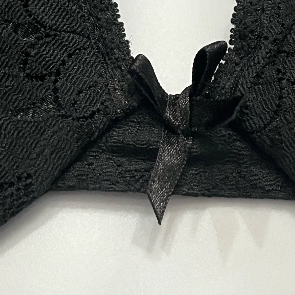 Бюстгальтер Olga миниатюрный с легкой подкладкой на косточках черный кружевной США 36B новый из старых запасов винтажный 33847 новый с Ярлыками - Изображение 3 из 4