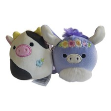 Squishmallow Clip 3.5" CONNOR Cow and MILANDA Purple Bunny 2026 EASTER