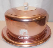 Vintage MCM West Bend Cake Carrier Rose Copper Aluminum Locking Lid VERY NICE