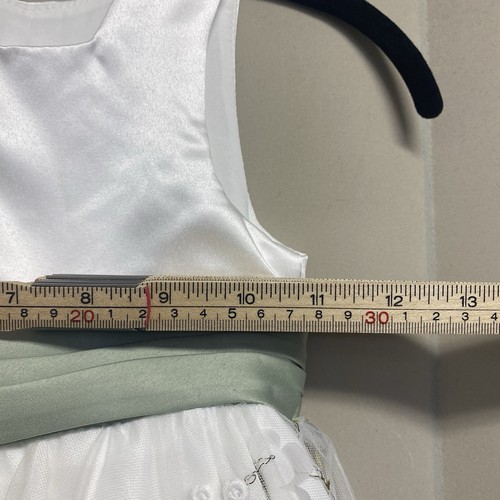 Azazie Girls’ Pollie Dress Size 5 Ivory Dusty Sage A Line Bow Tulle Flower Girl - Picture 14 of 15