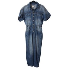 Free People We The Free Marci Coverall Denim Jumpsuit Blue Small 100 Cotton