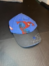VINTAGE Y2K MARVEL SPIDERMAN BOYS ADJUSTABLE HAT BLUE EMBROIDERED DESIGN RARE