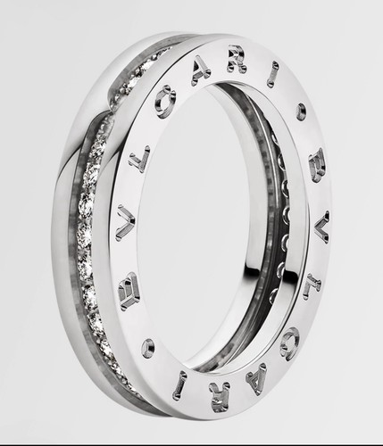 Bulgari Anello BZero 1 a Una Fascia In Oro Bianco 18kt Con Pavé Di Diamanti M 21 - Imagen 4 de 7