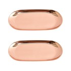  2 Count Metal Tray Trays Decorative Kitchen Oval Stainless Steel