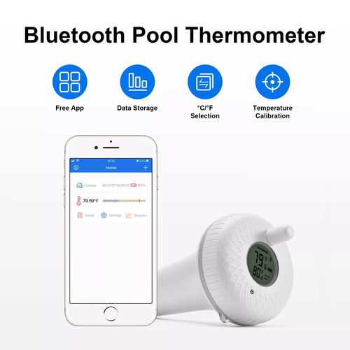 Bluetooth Pool Thermometer Floating Meter Waterproof LCD Screen Aquarium C/F UK - Picture 19 of 20