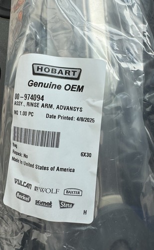 00-974094 Hobart Lxe Dishwasher Advansys Rinse Arm