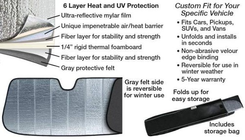Ultimate Reflector Folding Custom Sun Shade &bag for PLYMOUTH Shield Made in USA - Picture 2 of 24