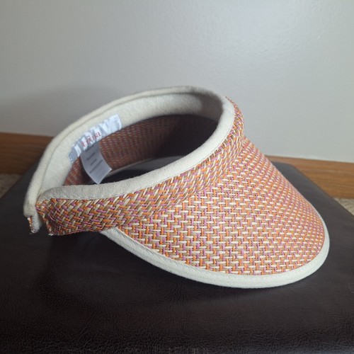 Trina Turk Valentina Straw Sun Visor Womens O/S Oversize Orange Beach Vacation - Picture 5 of 19