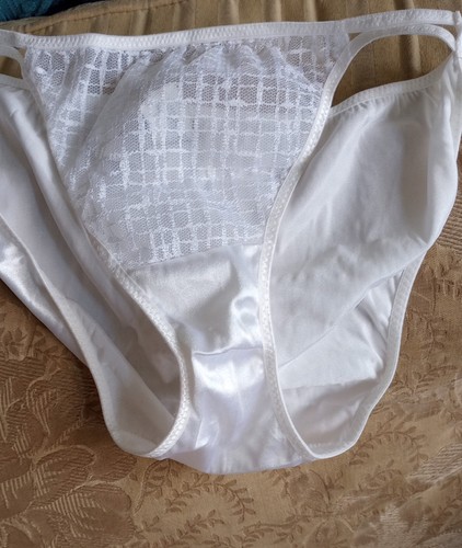 Vintage SATIN weiß String HÖSCHEN Bikini Mesh seidig L von Wonderbra selten neu - Bild 2 von 11
