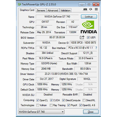 GT 740 2GB Graphics Card,128Bit 1250MHZ GDDR5 PCI Express 3.0 GPU - Picture 5 of 5