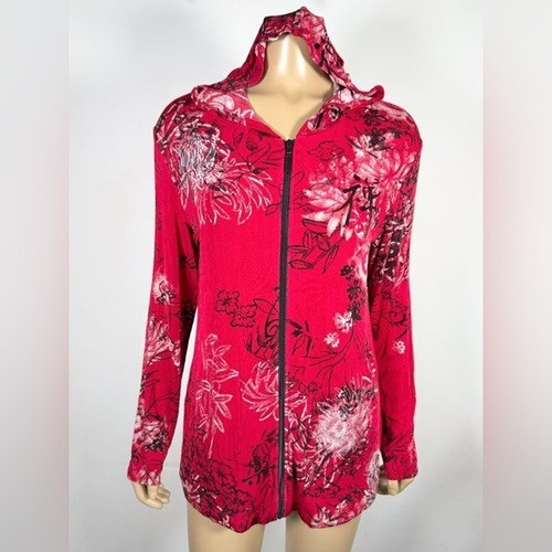 Chico’s Travelers Women’s Size 1 (Medium) Slinky Embroidered Full Zip Jacket - Picture 1 of 9