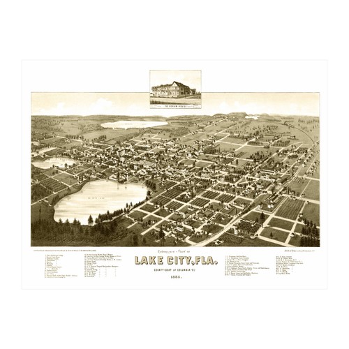 Old Map of Lake City, FL 1885 - Vintage Lake City Florida Ar - Picture 6 of 29