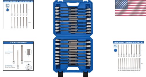Juego de enchufes hexagonales y torx extra largos de 32 piezas de alta resistencia - Perfecto para profesionales - Imagen 2 de 9