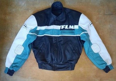Vintage FLM Greyhound Leather Motorcycle Jacket 80s 70s Moto Racer Size L
