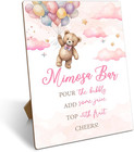 Mimosa Bar Sign with Stand, Boho Bear Mimosa Bar Supplies Decorations, Blush Pin