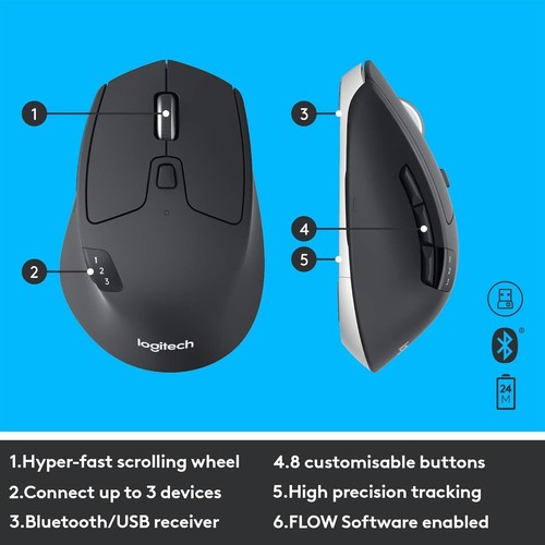Logitech MK850 Performance Wireless Keyboard Mouse Combo Unifying USB K850 M720 - 第 3/21 張圖片