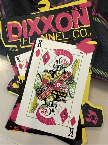 Dixxon The Punk Rock Museum Flannel Shirt Men 5XL Gray Pink Green Button Up NWT - Picture 4 of 9