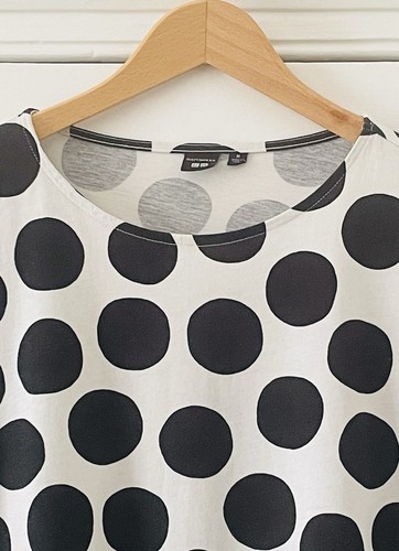 Marimekko X Uniqlo Women’s Black & White Polka Dot T-Shirt Dress M UK 12 EU 40 - Picture 2 of 13