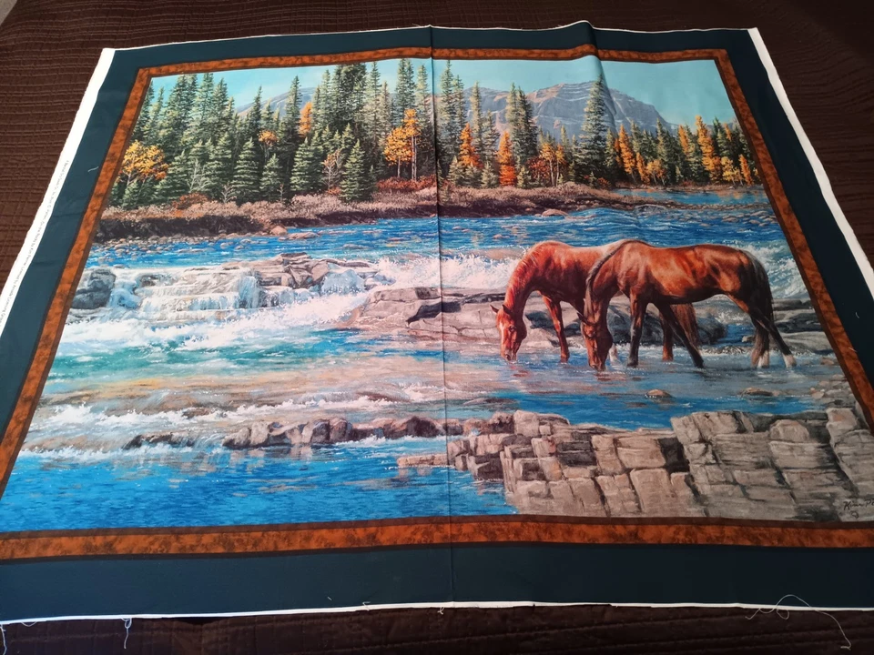 Panel de tela para caballos On the Rocks 36x44 Montañas Árboles Creek Marshall Productos secos Foto 2 de 3