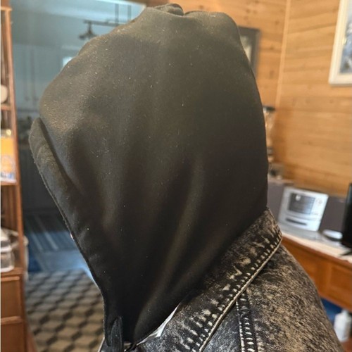 Black Gray Distressed Denim Jacket w/ Detachable Hoodie Size Small EUC Unbranded - Picture 10 of 10