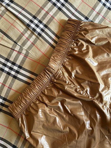 New W/ Tags Stussy Langley Shiny Baggy Shorts Men's Small Tan Brown Swim Trunks - Picture 7 of 10