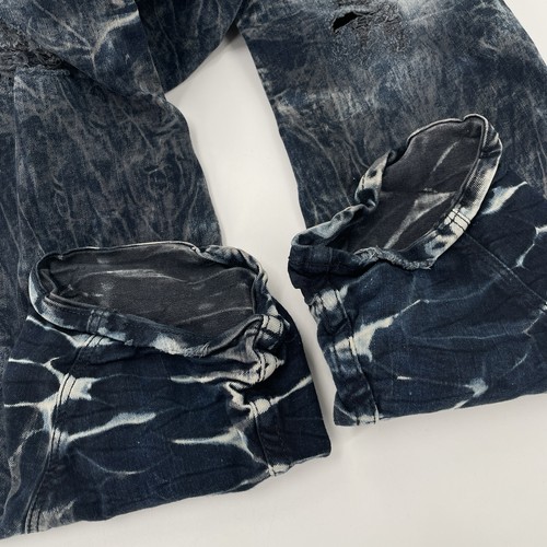 Robin Jeans Mens Size 33x35 Blue Acid Wash Distressed Predator Cargo Denim - Y2K - Picture 16 of 21