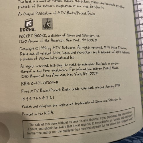 The Daria Diaries By Ann D. Bernstein Brand New 1998 Novel MTV Paperback Book - Bild 10 von 15