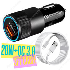 For iPhone 14 13 12 11 X 8 7 6 PD 38W Fast Car Charger QC Power Adapter USB Cord