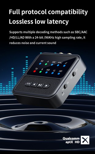 Adaptador de audio 5.4 compatible con Bluetooth receptor y transmisor APTX 2 en 1 - Imagen 11 de 17