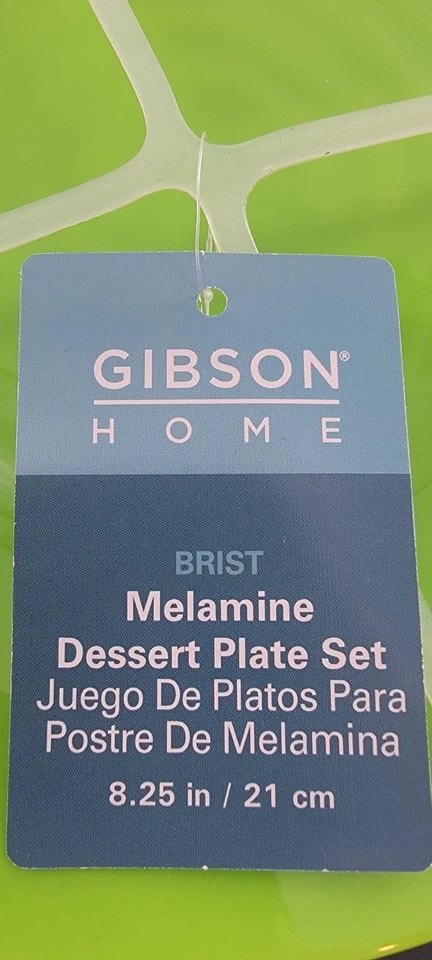 Gibson Home Set of 4 Lime Green Melamine Dessert Salad Plates 8.25”  NEW - Image 2 of 4
