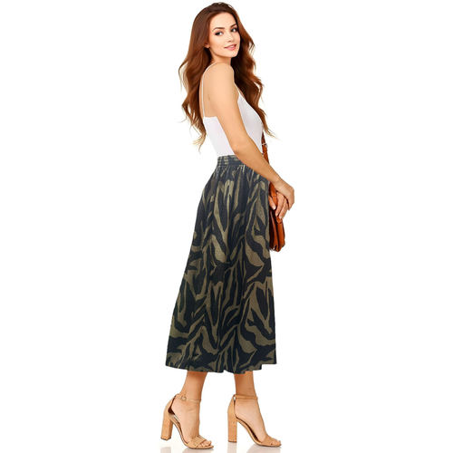 Falda de verano para mujer elegante estampados florales cintura elástica falda cómoda - Imagen 99 de 121
