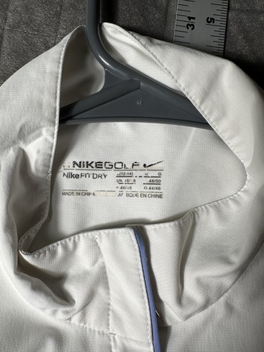 56323 giacca da golf nike 05553 * bianca * cerniera completa * taglia L 12-14 * golf - Foto 6 di 6