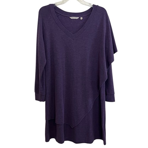 Soft Surroundings Marla Layered Dress Petite Medium Purple Asymmetrical Overlay - Picture 2 of 5