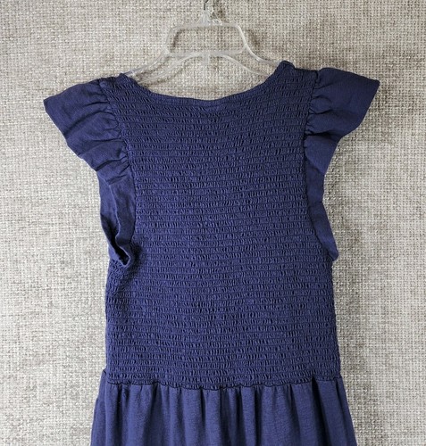 Lucky Brand Tiered Maxi Dress Womens L Blue Smocked Ruffle Sleeve Cottage - Picture 8 of 12