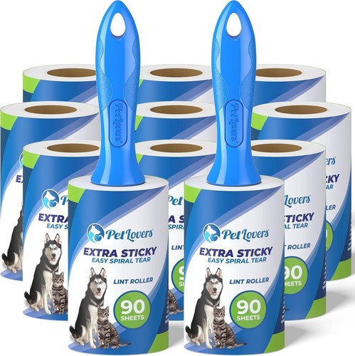 990 Sheets Extra Sticky Lint Rollers for Dogs & Cats - 9 Refill Packs Included - Picture 3 of 11
