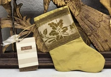 Handmade MINI STOCKING From Antique Textiles by B-VIZ Yellow/Green w/Floral L86