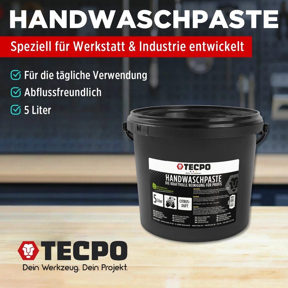 TECPO HANDWASCHPASTE 5L WERKSTATT HANDREINIGER REINIGUNGSPASTE HANDSEIFE CITRUS - Bild 2 von 4