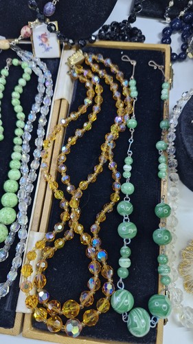 Lote de trabajo collares broches joyería vidrio checo cuentas de vidrio vintage x18 - Imagen 9 de 17