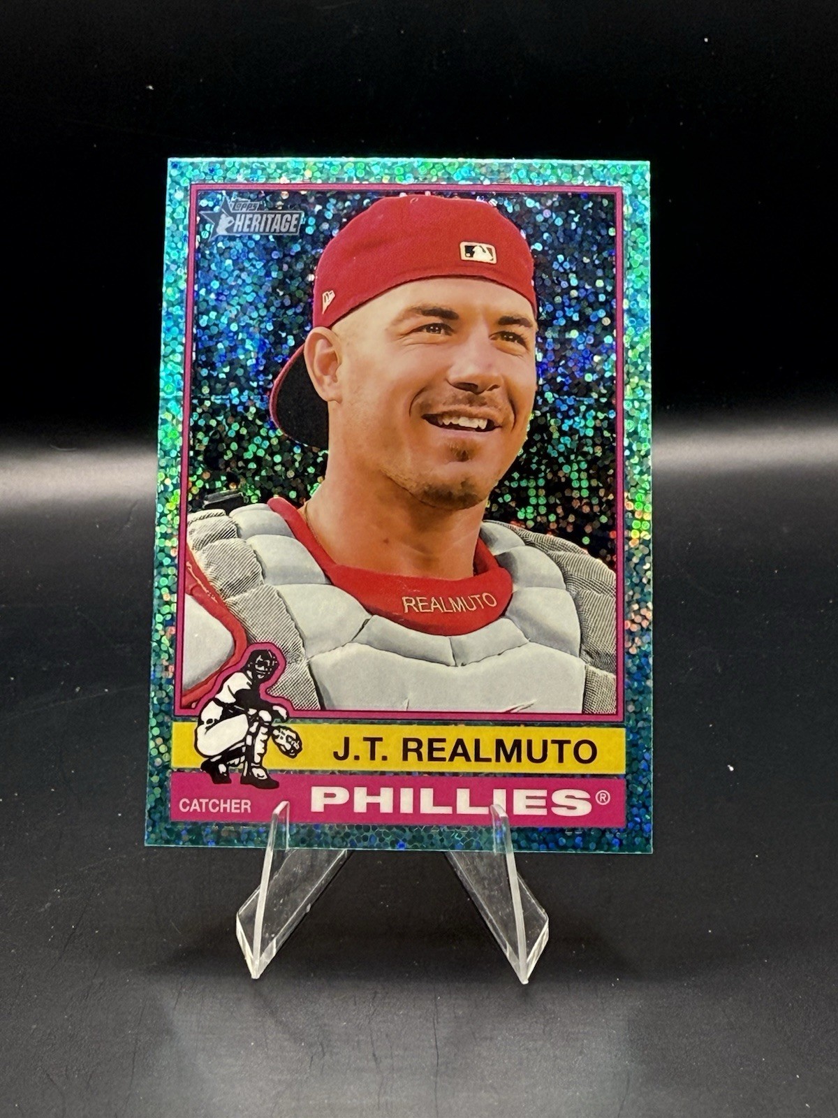 JT Realmuto | 2025 Topps Heritage | Chrome Light Blue Sparkle | #143 Phillies