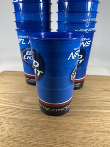 Set of 15 Blue Bud Light Plastic 16 oz. Reusable Cups NFL Logo 2014 Souvenir 6" - Picture 6 of 6