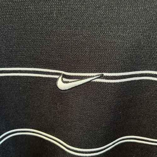 Vintage 90s Nike Black White Striped V Neck Long Sleeve Soccer Jersey Men M USA - Picture 2 of 5