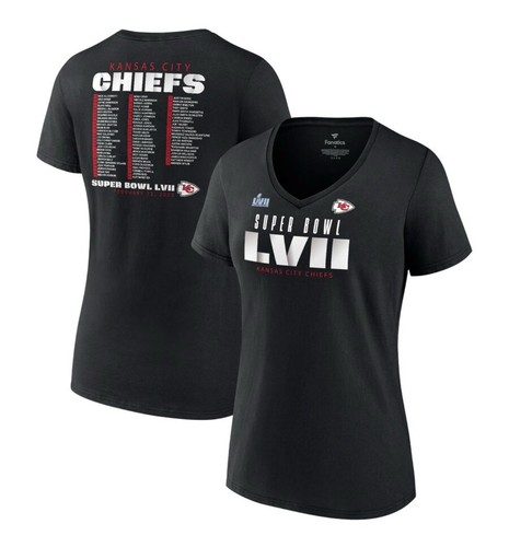 Kansas City Chiefs Fanatics Women's Medium Super Bowl LVII Varsity Roster V-Neck