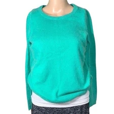 H&M Womens Sweater Angora Wool Blend Knit Pullover Long Sleeves Green Small