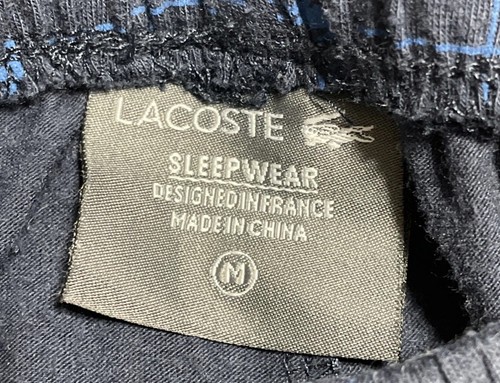 Pigiama Lacoste fondo pantalone lounge uomo blu medio logo all over elastico in vita - Foto 6 di 10