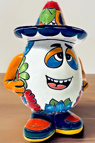 Mexican Talavera Pancho Man W/ Sombrero Pottery Folk Art 12" Figure - Picture 2 of 9