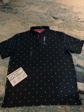 NWT Walter Hagen P11 Print UPF Premium Golf Polo Sailing GeoPrint Navy Mens Sz L