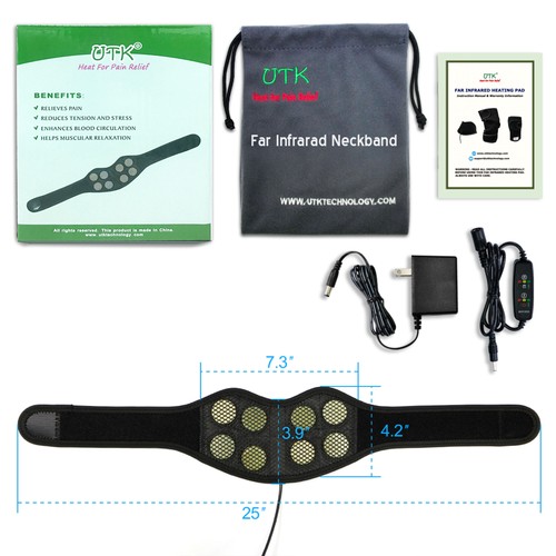 UTK Jade Stone Far Infrared Adjustable Heating Neck Wrap, Remote&Pouch(Open Box) - 第 8/12 張圖片