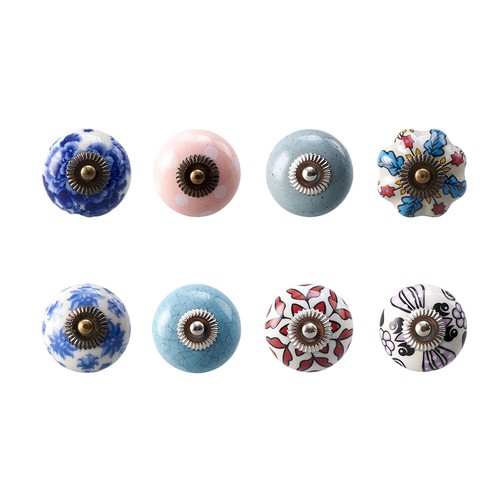 6-16x Round Multicoloured Ceramic Knob Door Handle Cupboard Cabinet Drawer Pulls - Picture 102 of 243